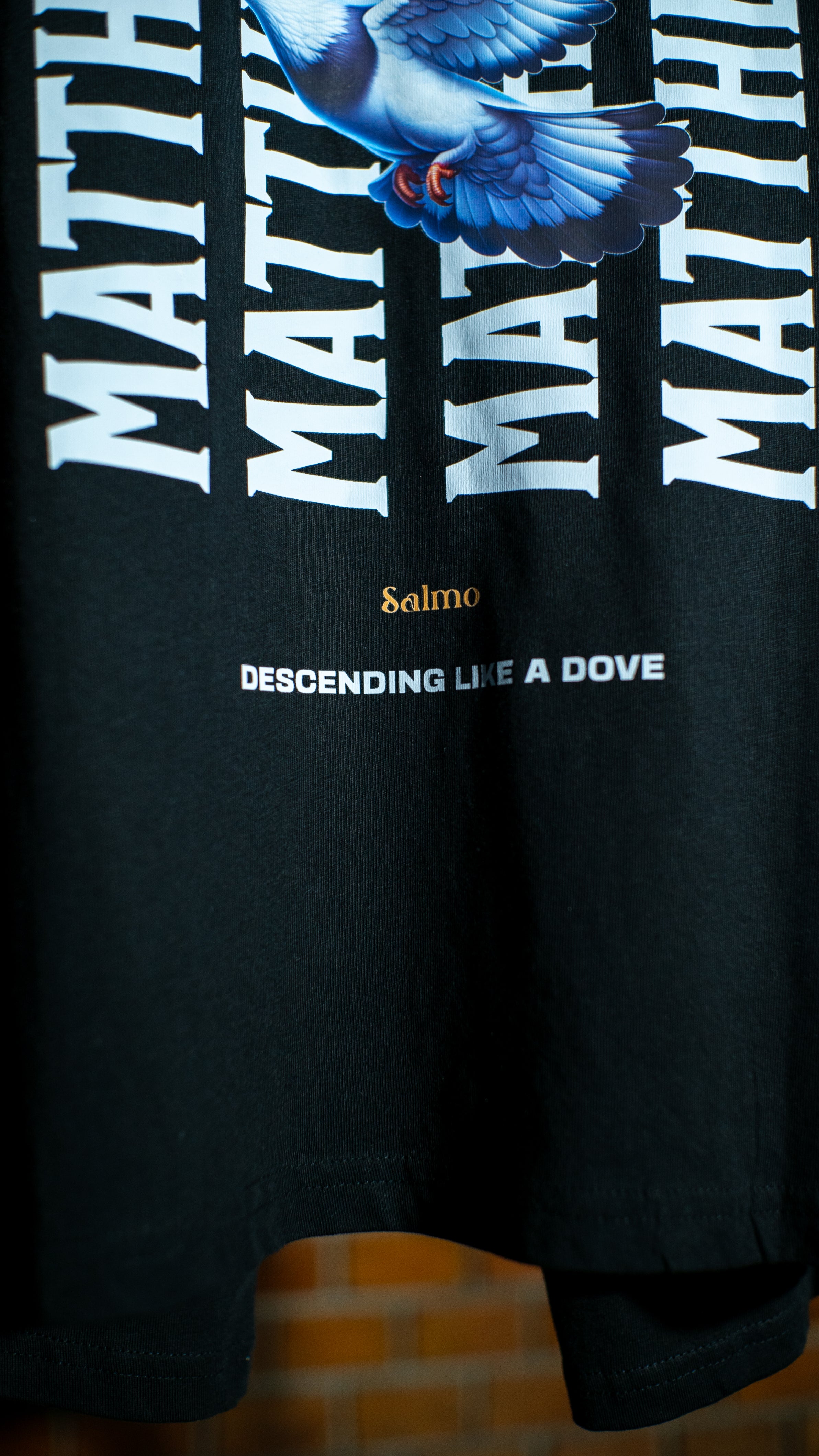 Matthew 3:16 - Descending like dove - Fekete - Oversize póló